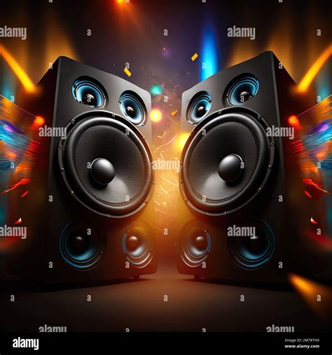 Stereo Speaker With Disco Light Background Stock Photo Alamy