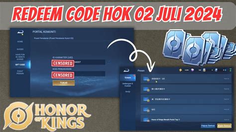 REDEEM CODE HOK 2 JULI 2024 HARI INI BURUAN CLAIM HONOR OF KINGS