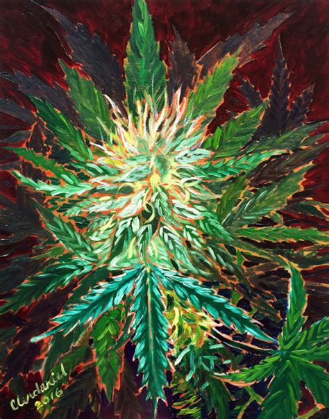 Cannabis Plant Painting Marijuana Bud Art Weed Plant Design | Etsy