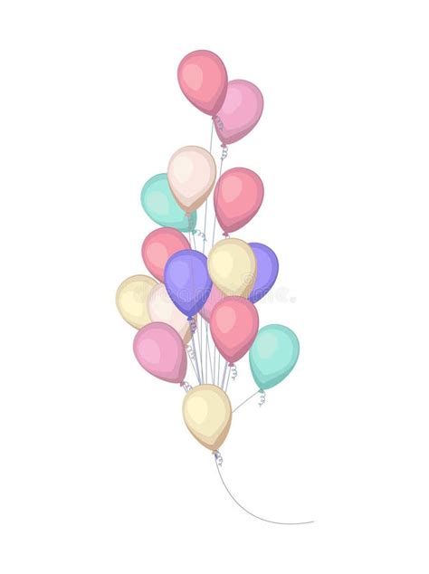 Group Of Colorful Balloons Pastel Color Glossy Stock Vector