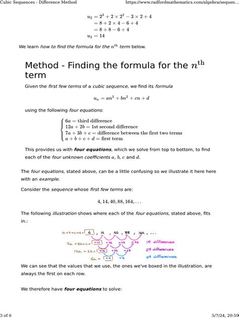 Cubic Sequences Difference Method Download Free Pdf Equations Mathematical Concepts