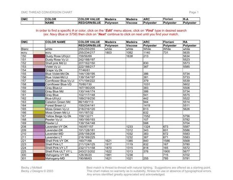 Exquisite Embroidery Thread Color Chart