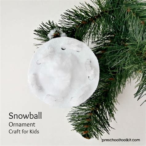 How to Make a Snowball Ornament Kids Craft » Preschool Toolkit