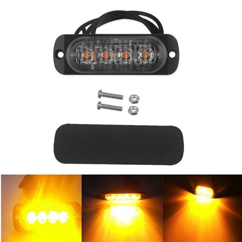 12V 24V 12W Âmbar 4LED Bar Car Truck Strobe flash de emergência Luz de