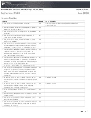 Fillable Online Procurement Report For State Of New York Municipal Bond