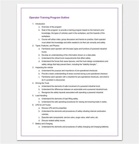 Training Course Outline Template 24 Free For Word And Pdf Format