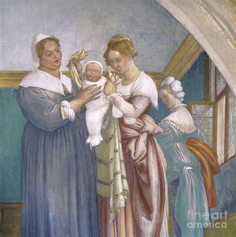 Nativity Of The Virgin Lunette From The Lotto Chapel 1525 Painting By