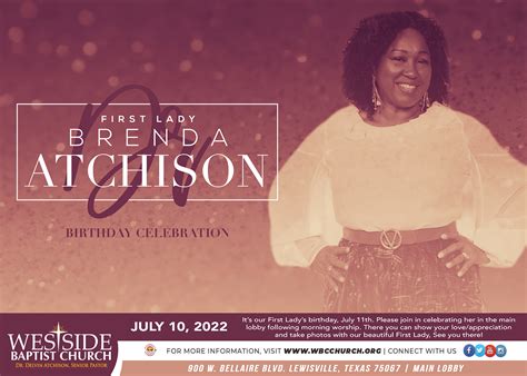 First Lady Dr. Brenda Atchison Birthday Celebration - Westside Baptist ...