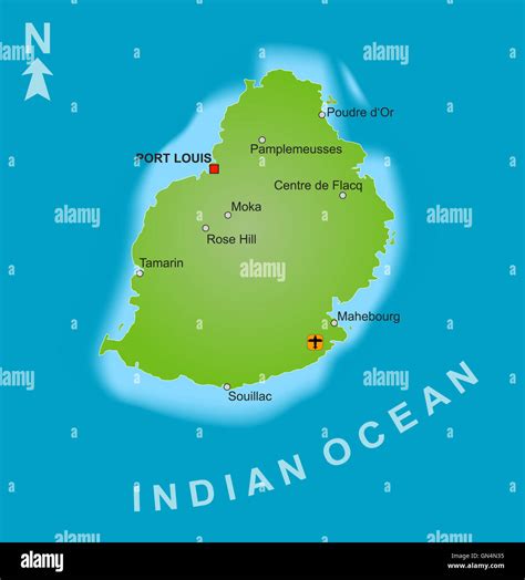 Map Of Mauritius Stock Photo Alamy