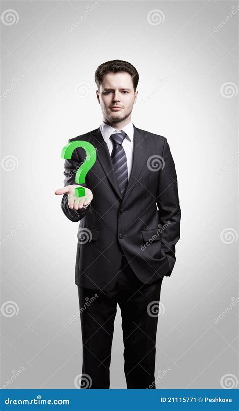 Young Businessman With A Question Mark Stock Image Image 21115771