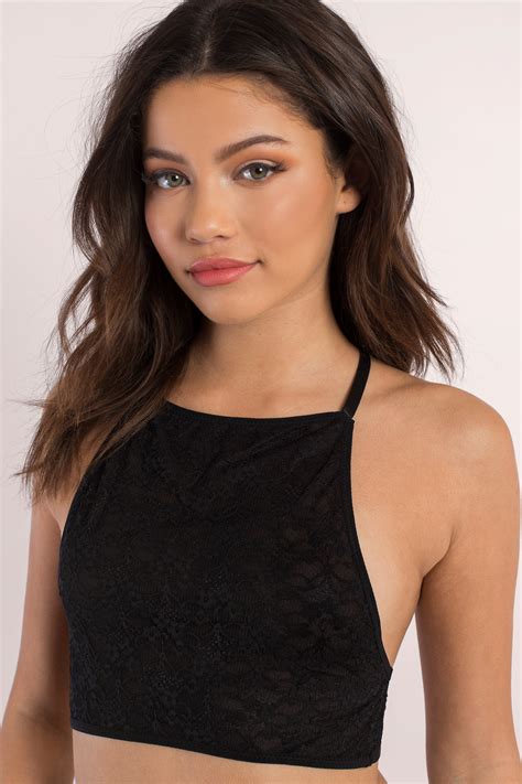 Brigitte Lace Halter Bralette In Black 6 Tobi Us