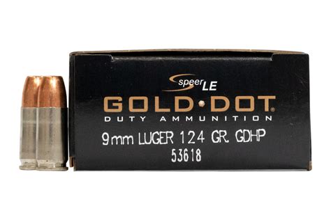 Speer 9mm Luger 124 Gr HP Gold Dot Law Enforcement Duty 50 Box Vance