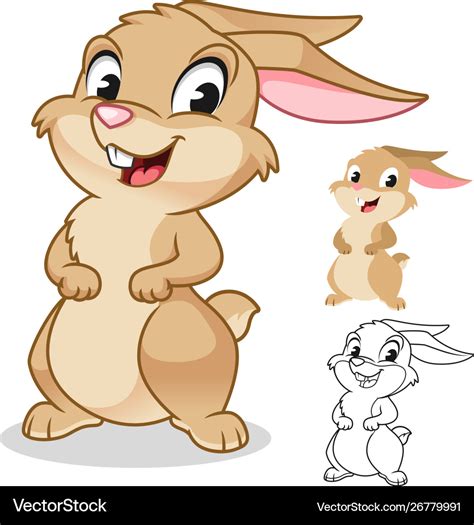 Happy rabbit cartoon character design Royalty Free Vector