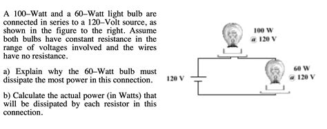 Solved A 100 Watt And A 60 Watt Light Bulb Are Connected In Chegg