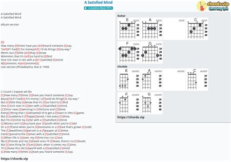 Chord A Satisfied Mind Tab Song Lyric Sheet Guitar Ukulele