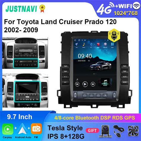 JUSTNAVI Radio Multimedia Para Coche Toyota Land Cruiser Prado 120 2002