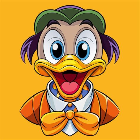 Una Caricatura De Un Pato Con Un Pajarito Y Una Corbata Vector Premium