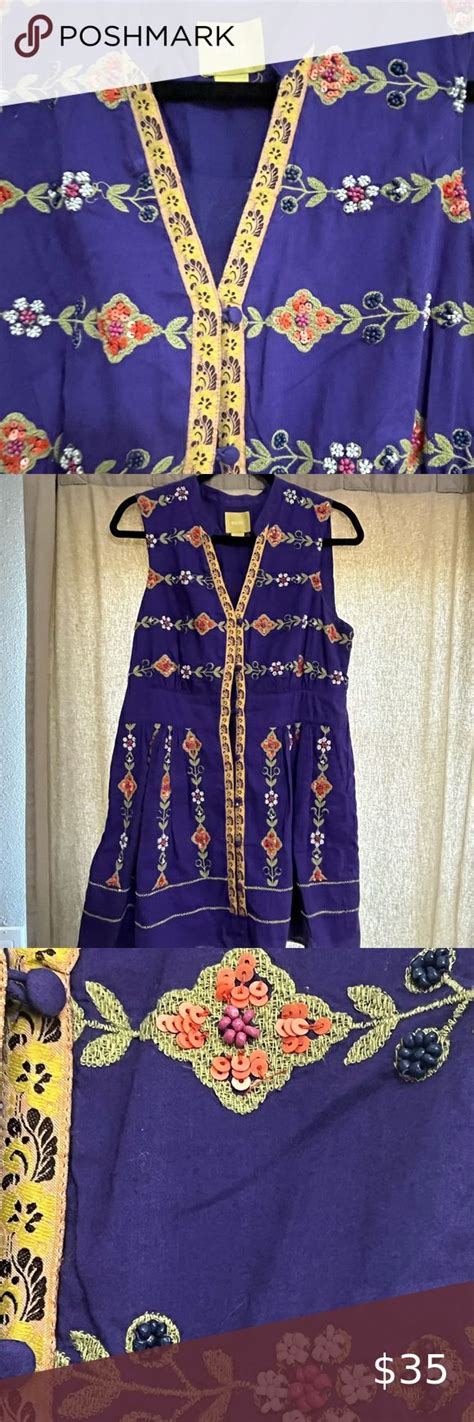 Gorgeous MAEVE Purple Beaded Embroidered Swing Top Tunic Sz 12 EUC