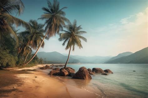 Premium Ai Image Palm Beach Travel Background
