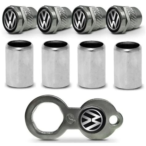 Kit Tampa Bico Válvula Antifurto Capa Cromada Volkswagem VW Faz a Boa