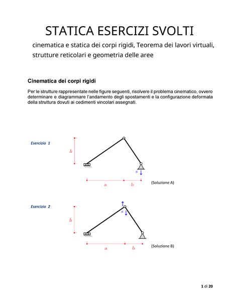 Esercizi Statica Di Corso Di Statica Prof D Addessi Esercizi