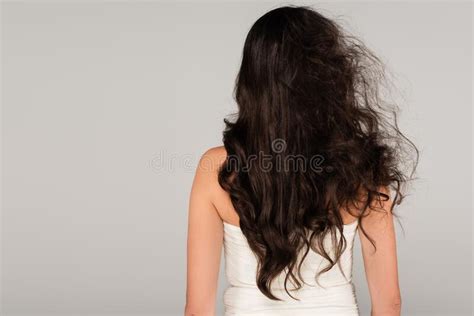 Back View Of Brunette Woman With Stock Photo Image Of Problem Wavy