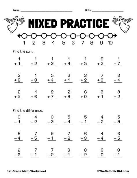 Addition Subtraction St Grade Math Worksheet Catholic