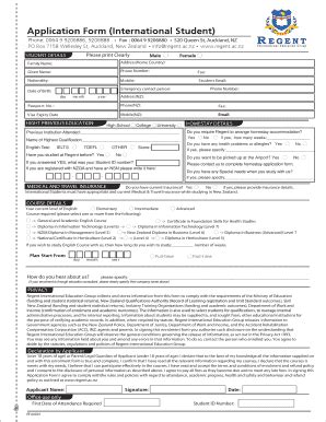 Fillable Online Regent Ac Regent International Application Form Fax