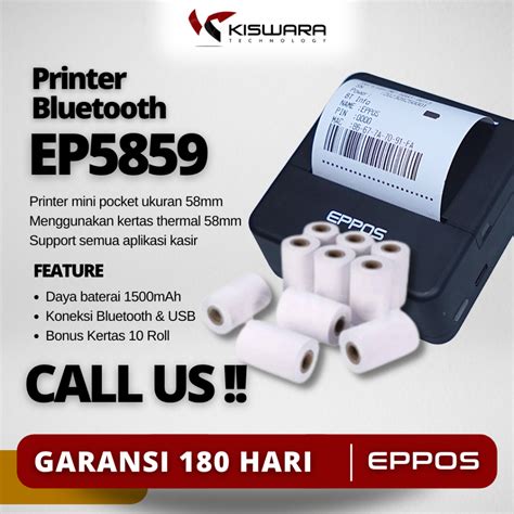 Jual Paket Printer Bluetooth Mini Pocket Eppos Ep Black Bonus