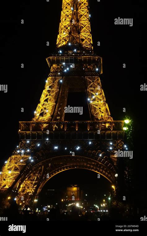 Illuminated Eiffel Tower At Night In Paris France Stock Photo Alamy