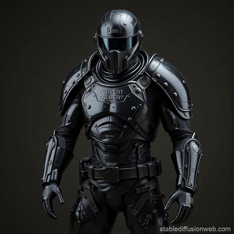 Power Armor Female Figure In Black Latex With Motorcycle Helmet