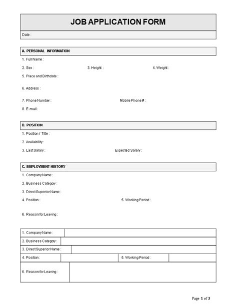 Employee Job Application Form Template Employee Job Application Form Template Docx Easy To