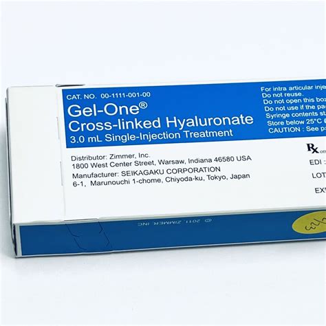 New Zimmer Gel One Cross Linked Hyaluronate Disposables