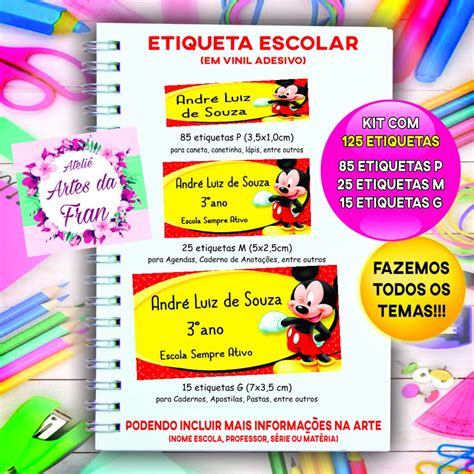 Etiqueta Escolar Personalizada Mickey Shopee Brasil