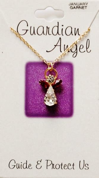 Garnet January Birthstone Guardian Angel Pendant Necklace Genuine