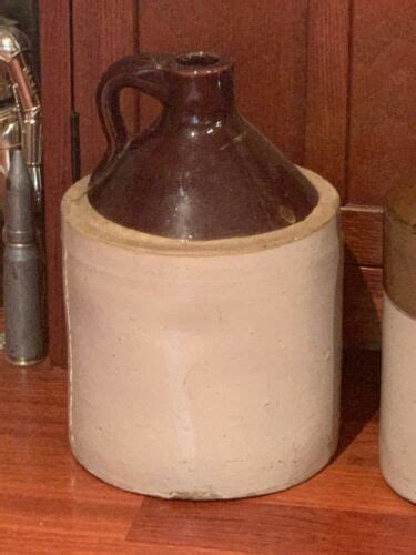 Antique 1 Gallon Stoneware Moonshine Whiskey Jug Crock Brown Beige