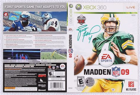 Brett Favre Signed Madden Nfl 09 Xbox 360 Game Cover Favre Coa