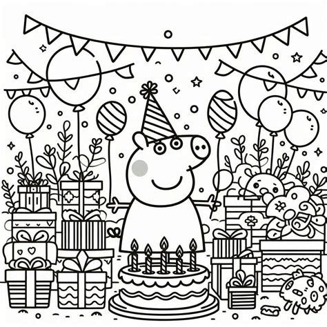 kolorowanki peppa pig birthday 3 Zajęcia Plastyczne