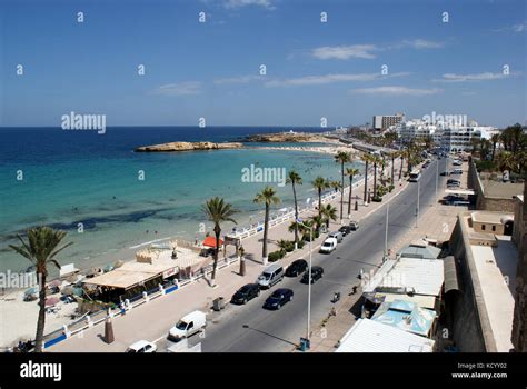 View of Monastir beach and seafront, Tunisia Stock Photo - Alamy