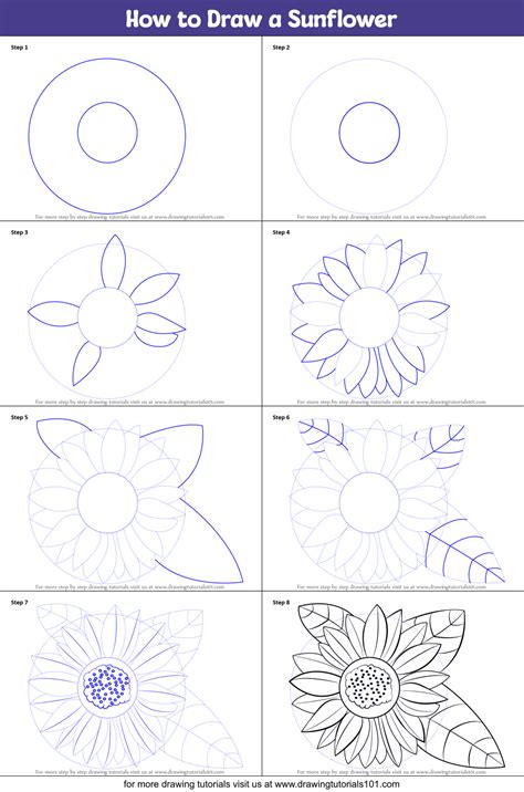 How To Draw Sunflower Step By Step