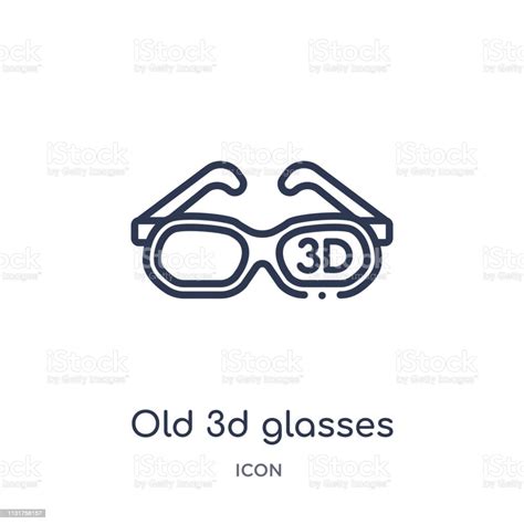 Linear Old 3d Glasses Icon From Cinema Outline Collection Thin Line Old 3d Glasses Icon Isolated