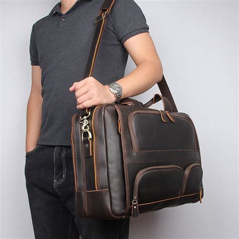 Crazy horse maletín multifunción de piel auténtica para hombre bolso