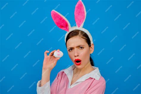 Premium Photo Lipstick Kiss Print On Easter Egg Easter Bunny Woman