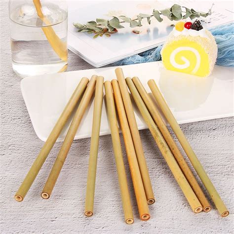 Bamboo Straw Eco Friendly Reusable Bamboo Drinking Straws 195cm 23cm