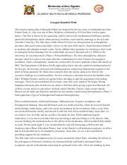 Synopsis Beautiful Mind NCM 117 Pdf Synopsis Beautiful Mind The Award