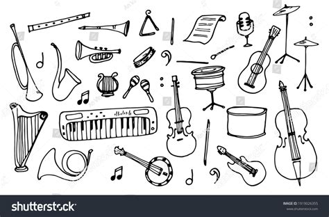 Premium Vector Musical Instruments In Hand Drawn Doodles Style Vector