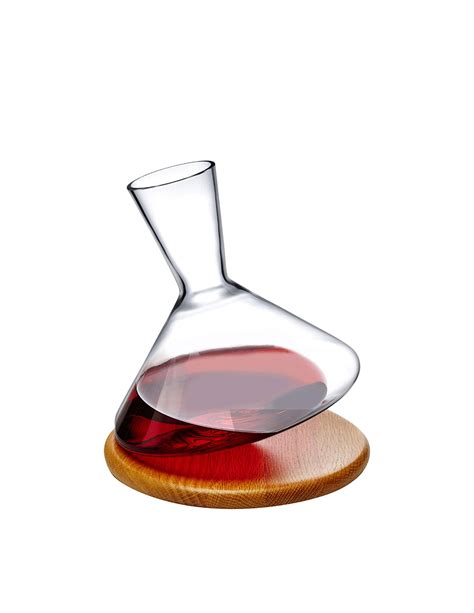 Shop Nude Balance Wine Decanter With Wood Base Transparent On Rinascente