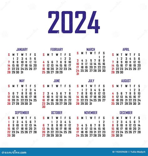 Calendar 2024 The Week Begins On Sunday Simple Calendar Template