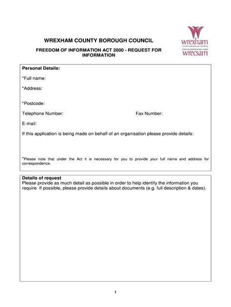 Fillable Online Wwwtest Wrexham Gov Request For Information Application