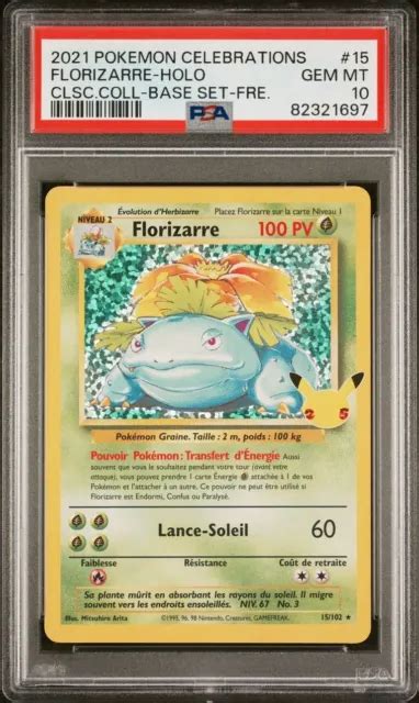 CARTE POKÉMON FLORIZARRE Holo Célébration 25 Ans FR PSA 10 Ultra Rare